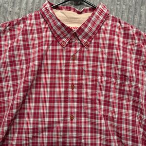 Wrangler Shirt Mens 3XL Red Plaid Authentics‎ Short Sleeve Knit Cotton Button Up